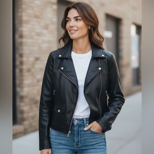 Levi Faux leather edgey moto jacket